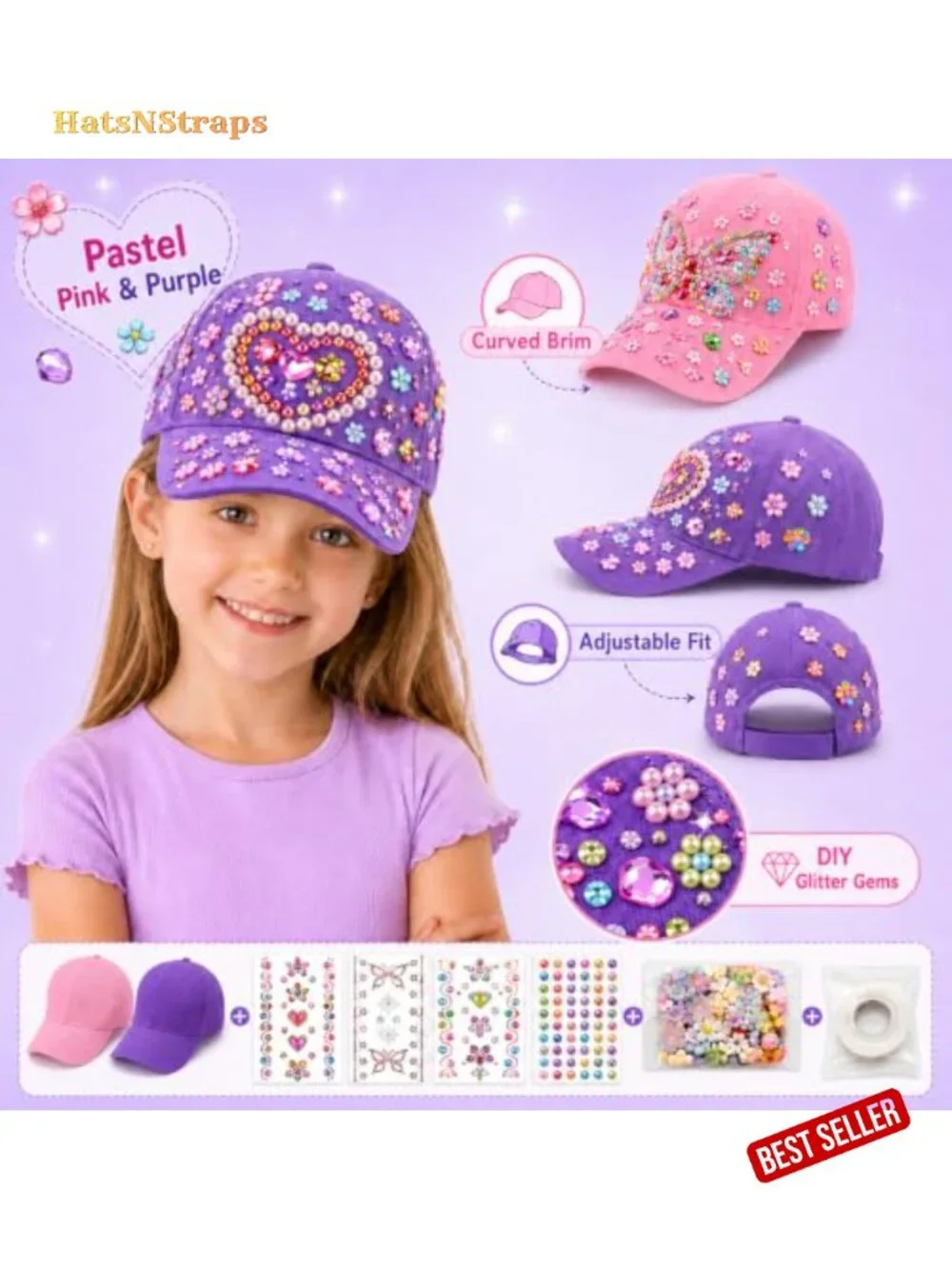 6 Blank Adjustable Baseball Hats DIY Craft Kit with Painting Accessories